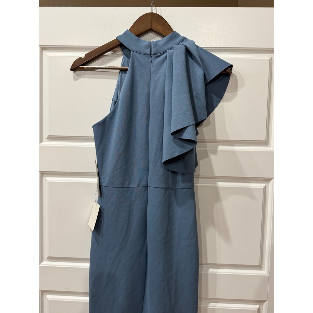 Lulus Slate Blue Margaux One Shoulder Ruffle Maxi Dress Size Small Formal - Picture 6 of 10